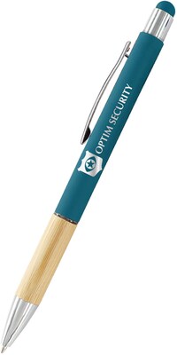 Custom Saratoga Bamboo Grip Stylus Pen