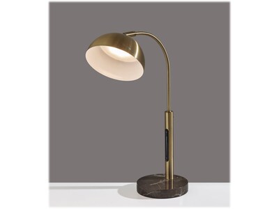 Adesso Bolton LED Desk Lamp, 19", Antique Brass/Brown Marble (4306-21)