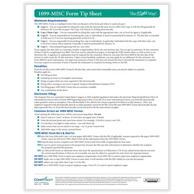 ComplyRight TaxRight 2024 1099-MISC Tax Form Tax Form Set with Envelopes, 4-Part, 25/Pack (SC6103E25)