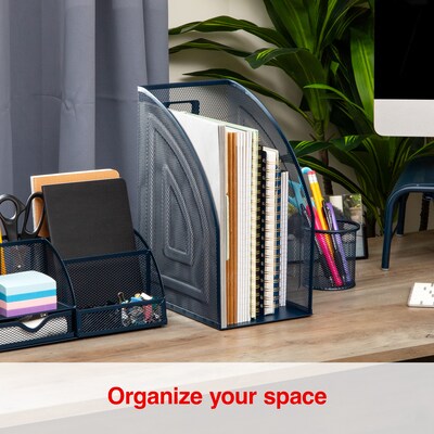 Staples Metal Mesh File Organizer, Navy Blue (ST63833)