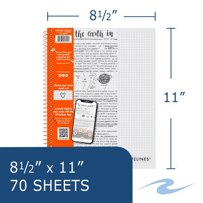 Whitelines 1-Subject Computation Notebooks, 8.5 x 11, Graph Ruled, 70 Sheets, White, 12/Case (1700