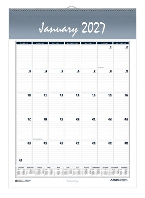 2027 House of Doolittle Bar Harbor 12 x 17 Monthly Wall Calendar, Blue/Gray (332-27)