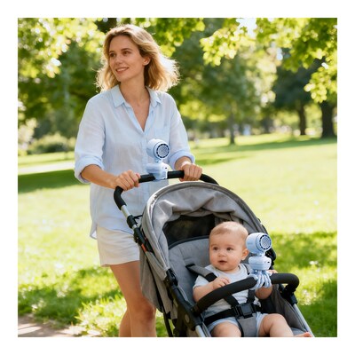 JisuLife Stroller Fan Life4-Quadpod, Blue (FSL04EOBU)