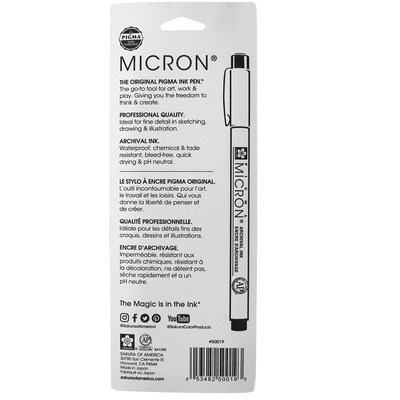 Sakura Pigma Micron Pen, Fineliner, Black Ink, 3/Bundle (SAK50019-3)