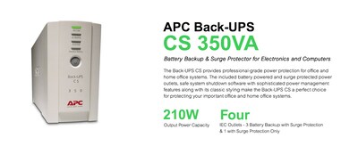 APC Back-UPS 350VA Battery Backup and Surge Protector, 6-Outlets, Beige (BK350)