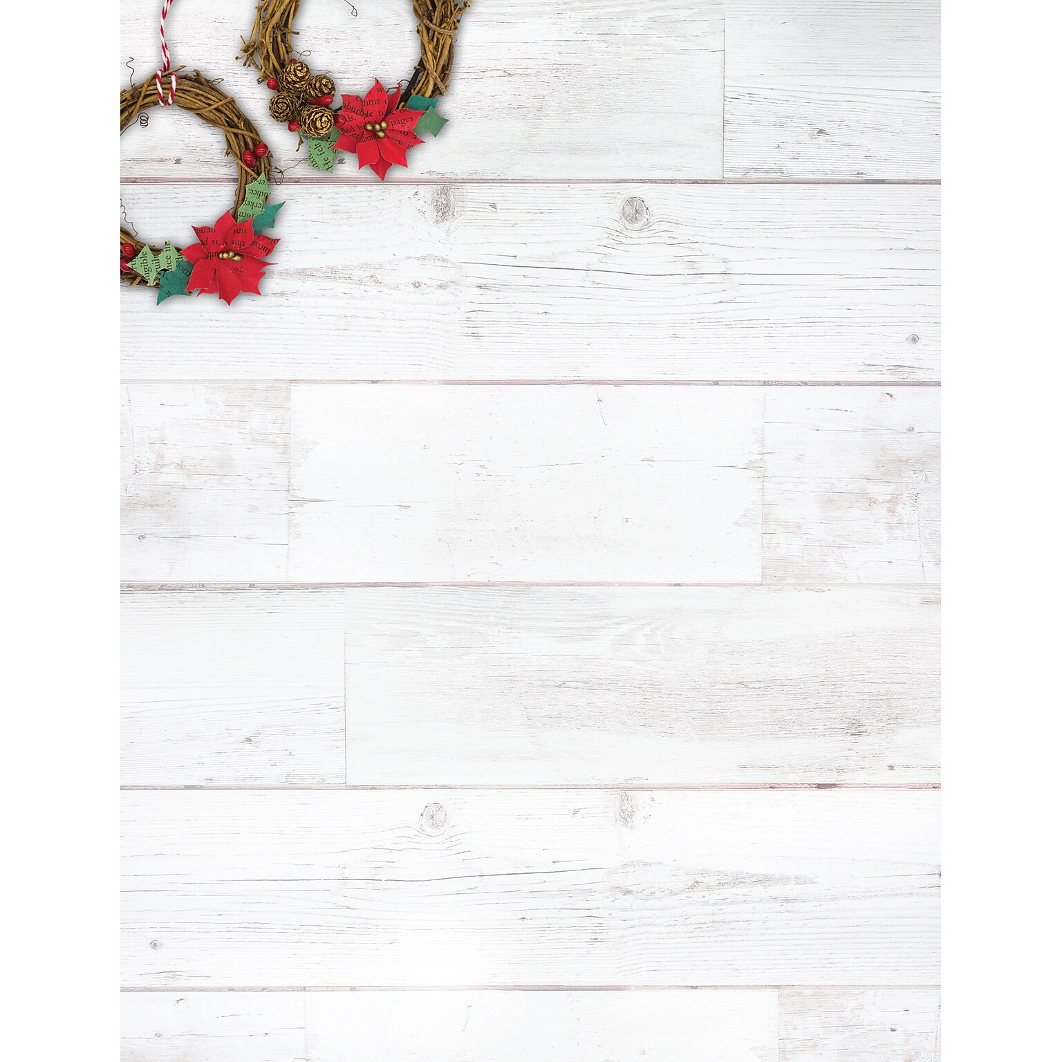 Great Papers! Holiday Stationery Letterhead Wreaths on Wood, Multicolor, 50 sheets (2024039)