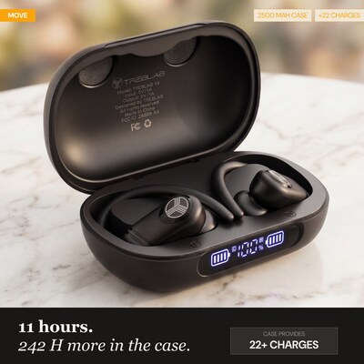 Treblab Wireless Noise Canceling Earbuds, Bluetooth, Black (X4)