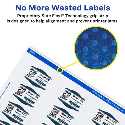 Avery Laser/Inkjet Decorative Edge Waterproof Multipurpose Labels, 2.25"  x 1.125", White, 2100/Box (94061)
