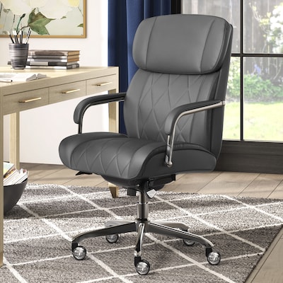 La-Z-Boy Sutherland Ergonomic Bonded Leather Swivel Computer and Desk Chair, Gray (CHR10048B)