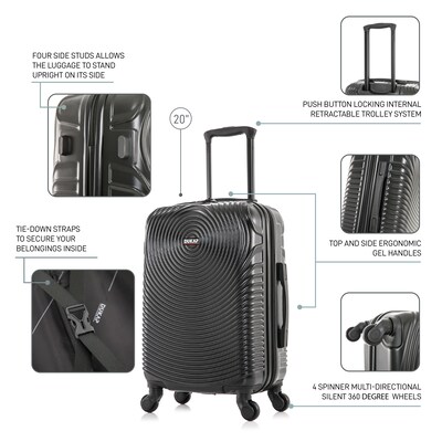 DUKAP Inception 22.04 Hardside Suitcase, 4-Wheeled Spinner, TSA Checkpoint Friendly, Black (DKINC00S-BLK)