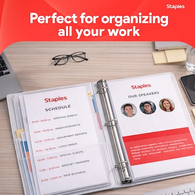 Staples 1" 3-Ring View Binders, White, 12/Pack (23735/21684)