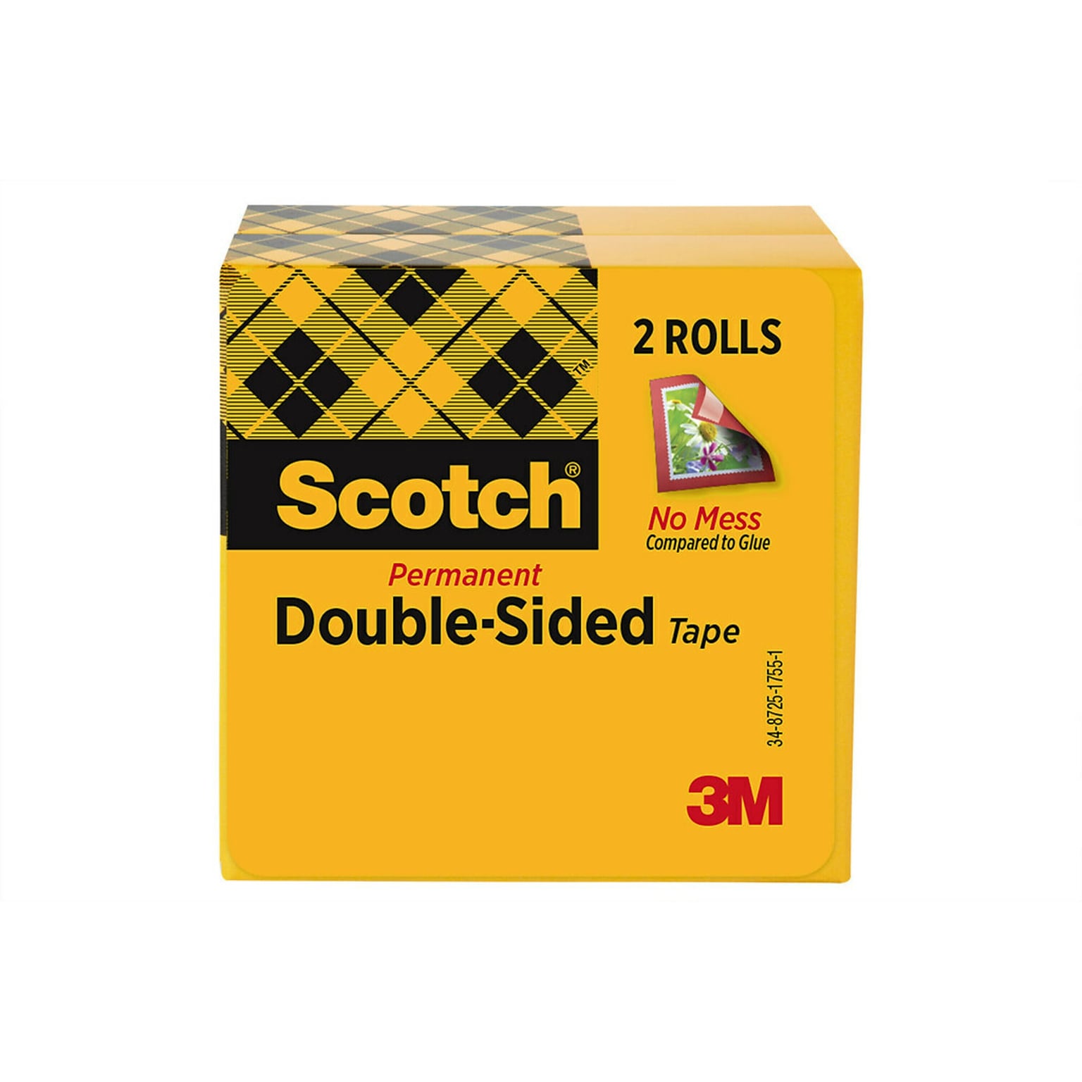 Scotch Permanent Double Sided Tape Refill, 1/2 x 36 yds., Clear, 2/Pack (665-2P12-36)