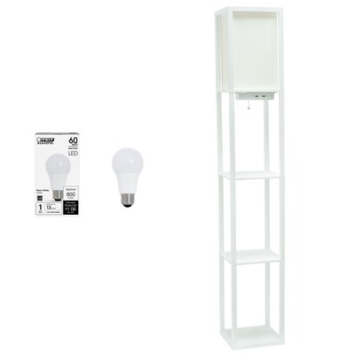 Creekwood Home Classix 62.5" Floor Lamp with Rectangular Shade, White (CWF-3009-WH-LB)