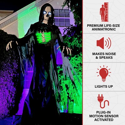 Haunted Hill Farm 10' Tall Motion-Activated Towering Reaper (HHTWRRPR-2FLSA)