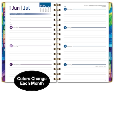2027 Excello Brands 6" x 8" Weekly & Monthly Standard Planner, Paperboard Cover, Rainbow Petals (FSHN-CY27-58-41)