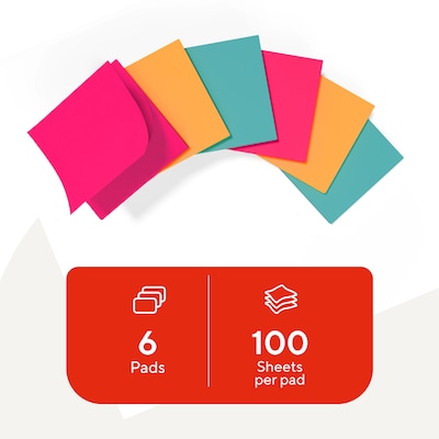 Staples Pop-Up Sticky Notes, 3 x 3, Assorted Colors, 600 Sheets – Dispenser-Ready Notes for Reminders & Office Use