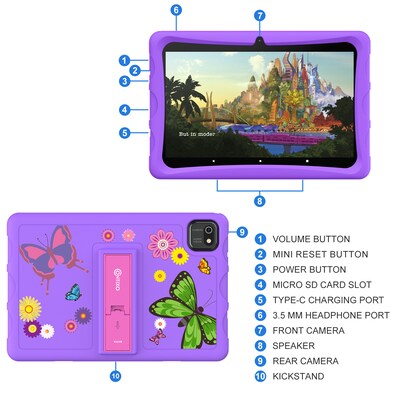 Contixo K103B 10 Tablet, WiFi, 64GB, Android, Purple (CNXK103BPURPLE)