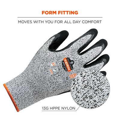 Ergodyne ProFlex 7031 Nitrile Coated Cut-Resistant Gloves, XL, A3 Cut Level, Gray, 144 Pairs (17885)