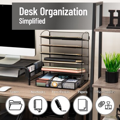 Mind Reader Metal Desk Organizer, Black (VFILEDR-BLK)
