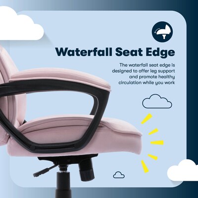 Serta Comfort Classic Ergonomic Velvet Fabric Swivel Executive Chair, Pink (CCHR10005C)