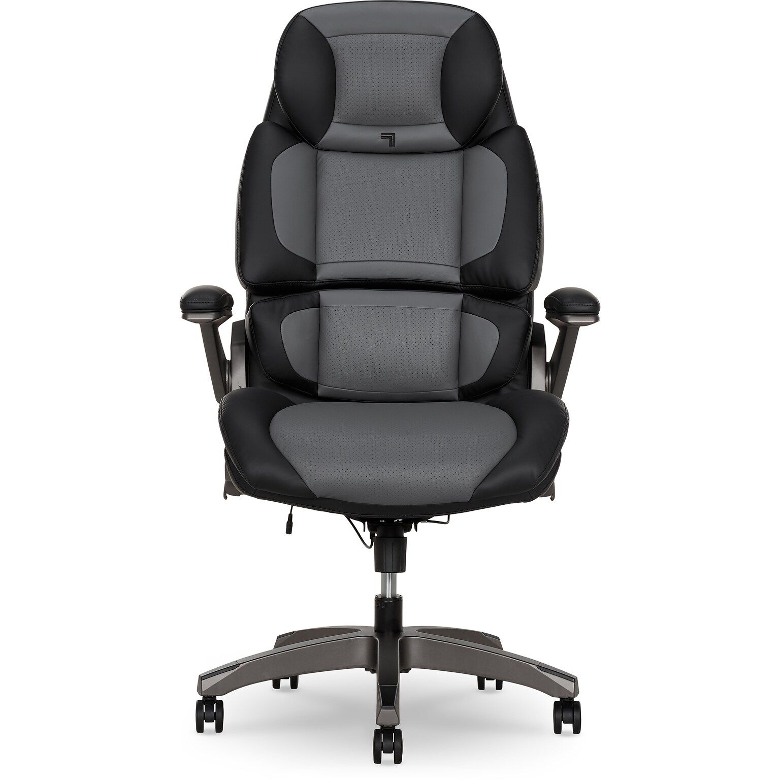 Sharper Image S-950 Heated Ergonomic Polyurethane Swivel Executive Massage Chair, Gray/Black (52755M-GRYBLK)