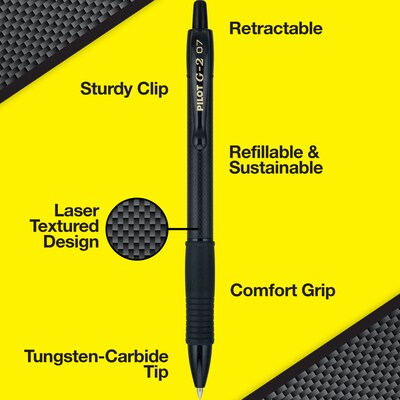 Pilot Pilot G2 Edge Retractable Gel Pen, Fine Point, 0.7mm, Black Ink, 36/Pack (8469)
