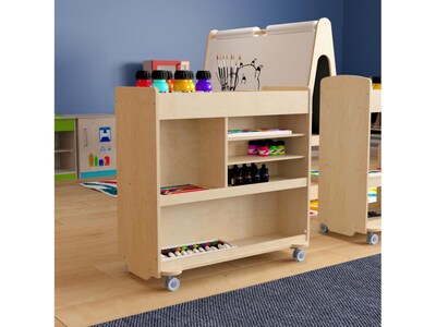 Flash Furniture Bright Beginnings Mobile 9-Section Storage Cart, 31.75"H x 33"W x 15.75"D, Natural Birch Plywood