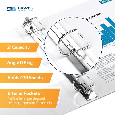 Davis Group QuickFit Heavy Duty 2 3-Ring Standard Binders, D-Ring, White, 2/Pack (94030-02)