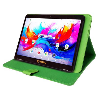 LINSAY F10 Series 10.1 Tablet, Wi-Fi, Octa Core, 256GB eMMC, Android 15, Green Leather Case (F10IPGBCGREPLUS)