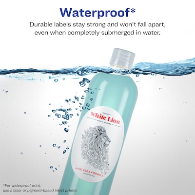 Avery Laser/Inkjet Oval  Waterproof Multipurpose Labels, 2.5  Dia, White, 600/Box (94058)