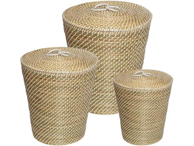 Honey-Can-Do Seagrass Snake Charmers Nesting Baskets, Natural/White, 3/Set (STO-08750)