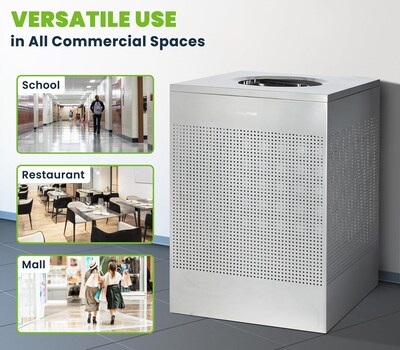 Alpine Industries Stainless Steel Trash Can, 40 Gallon, Silver (ALP438-40-SS-MK)