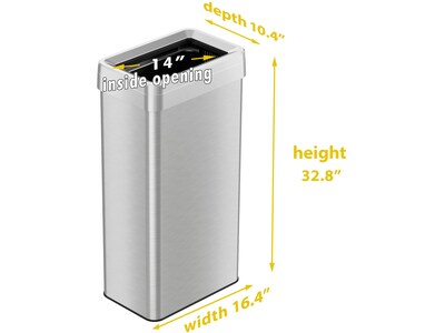 HLS Commercial Stainless Steel Trash Can with Open Lid, 21-Gallon, Silver (HLS21UOT)