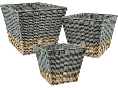 Honey-Can-Do Seagrass Nesting Baskets, Gray/Natural, 3/Set (STO-08401)