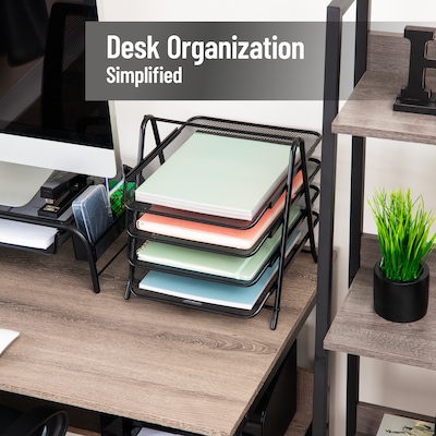 Mind Reader Metal Mesh Front Loading Letter Tray, Letter/Legal Size, Black (4TPAPER-BLK)