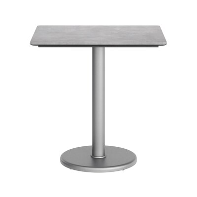 Flash Furniture Acadia Wooden Dining Table with Round Base, 23.75"D x 29.75"W, Gray Faux Concrete/Silver Base (ST2430CGTR18S)