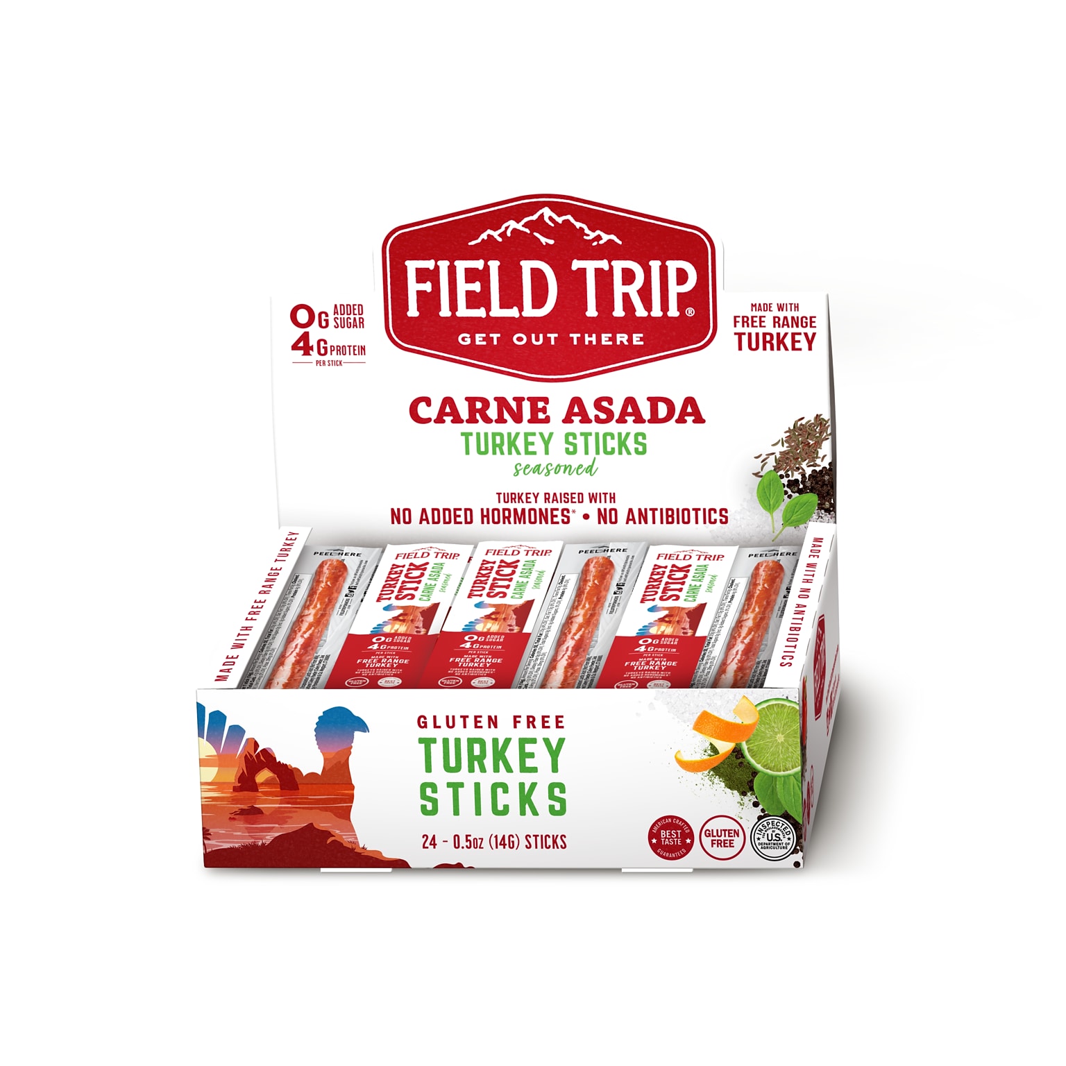 Field Trip Carne Asada Turkey Meat Stick, 0.5 oz., 24/Box (C0050MS09CA)