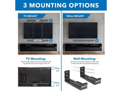 Mount-It! TV/Wall Mounting 2-Piece Soundbar Bracket Set, 33 lbs. (MI-SB50)