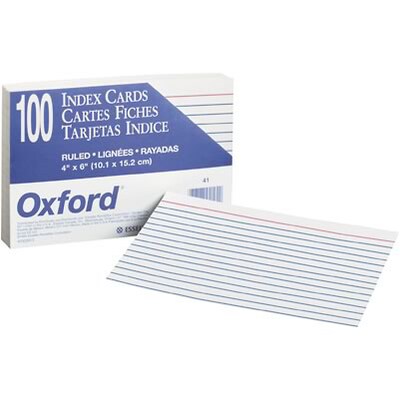 Oxford® Index Cards; 4 x 6, Ruled, White, 2000/Pack