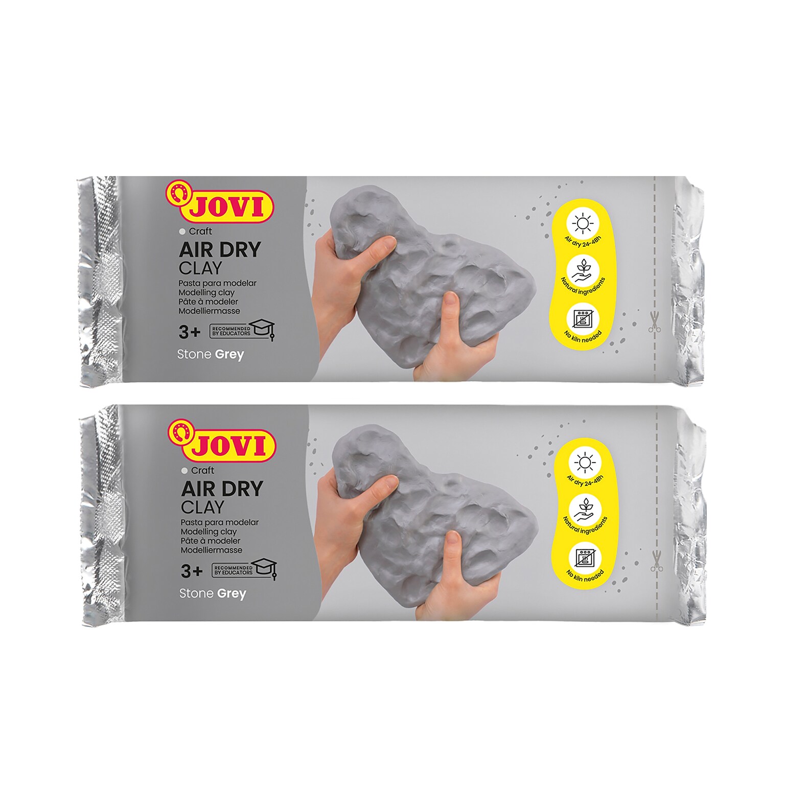 JOVI Air Dry Clay, Grey, 2.2lb Bar, Pack of 2 (JOV86G-2)