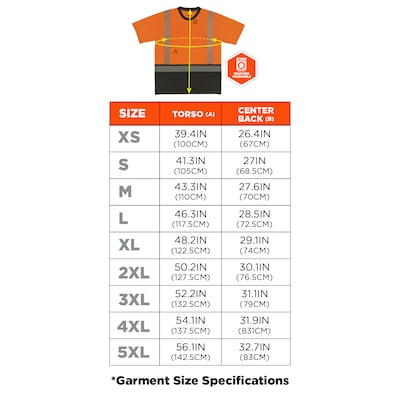 GloWear 8294BK High Visibility Short Sleeve Black Bottom T-Shirt, ANSI Type R Class 2, Orange, 4XL (22288)
