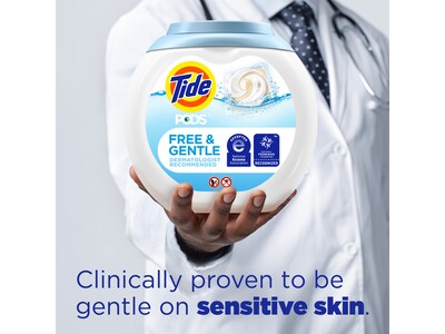Tide PODS Free & Gentle HE Laundry Detergent Capsules, Coldwater Clean Scent, 63 oz., 76 Capsules/Pack (09488)