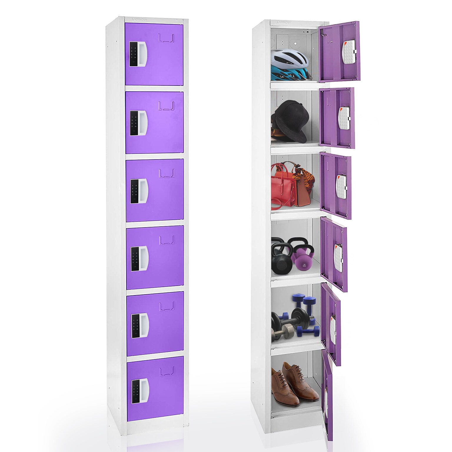 AdirOffice 72H 6-Tier Purple Storage Locker (ADI629-206-PUR-DL)