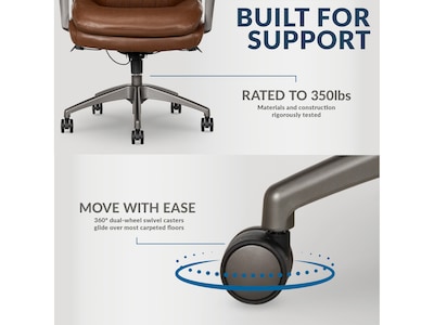 La-Z-Boy Nova Ergonomic Polyurethane Swivel Executive Chair, Cognac (52372-CBRN)