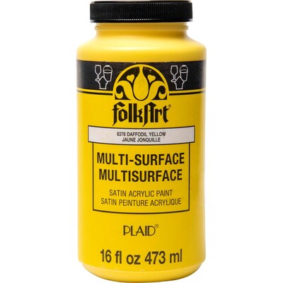 FolkArt Acrylic Paint Multi-Surface Satin, 16oz., Daffodil Yellow, 2/Pack (FLK6376-2)