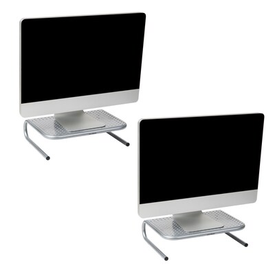 Mind Reader Ventilated Desktop Organizer Monitor Stand, Silver, 2/Pack (2METMONST-SIL)