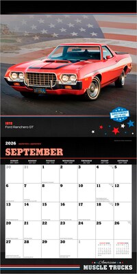 2026 BrownTrout American Muscle Trucks 12" x 12" Monthly Wall Calendar (9798330701346)