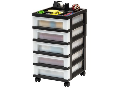 Iris 5-Drawer Storage Cart, Black/Translucent White (585006)