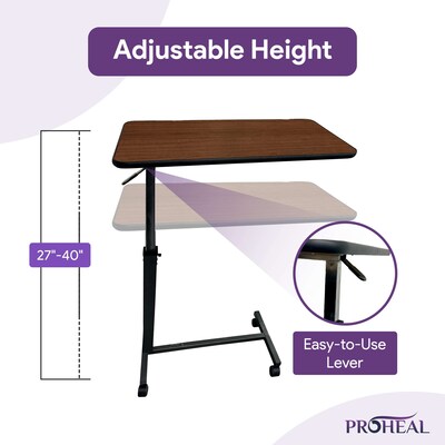 ProHeal Medical Adjustable Overbed Table w/ Wheels, Mahogany (PH-16212H )