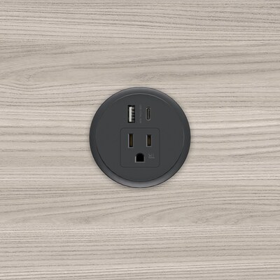 MoorePower Grommet Outlet & USB Charger, Universal Fit, 2.3"H x 3.3'W x 3.3"D